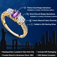 thumbnail image 2 of Gem Stone King 2.37 Ct Oval Checkerboard Purple Amethyst 18K Yellow Gold Plated Silver Ring, 2 of 6