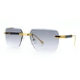 thumbnail image 4 of Mens Luxury Urban Gangster Beveled Rimless Rectangle Sunglasses Gold - Smoke, 4 of 8