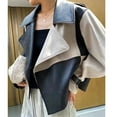 thumbnail image 5 of HIDE CRAFTS Black and Beige Korean Fashion Women's Genuine Cowhide Ladies Leather Jacket (US, Alpha, Medium, Regular, Regular, Beige and Black), 5 of 6