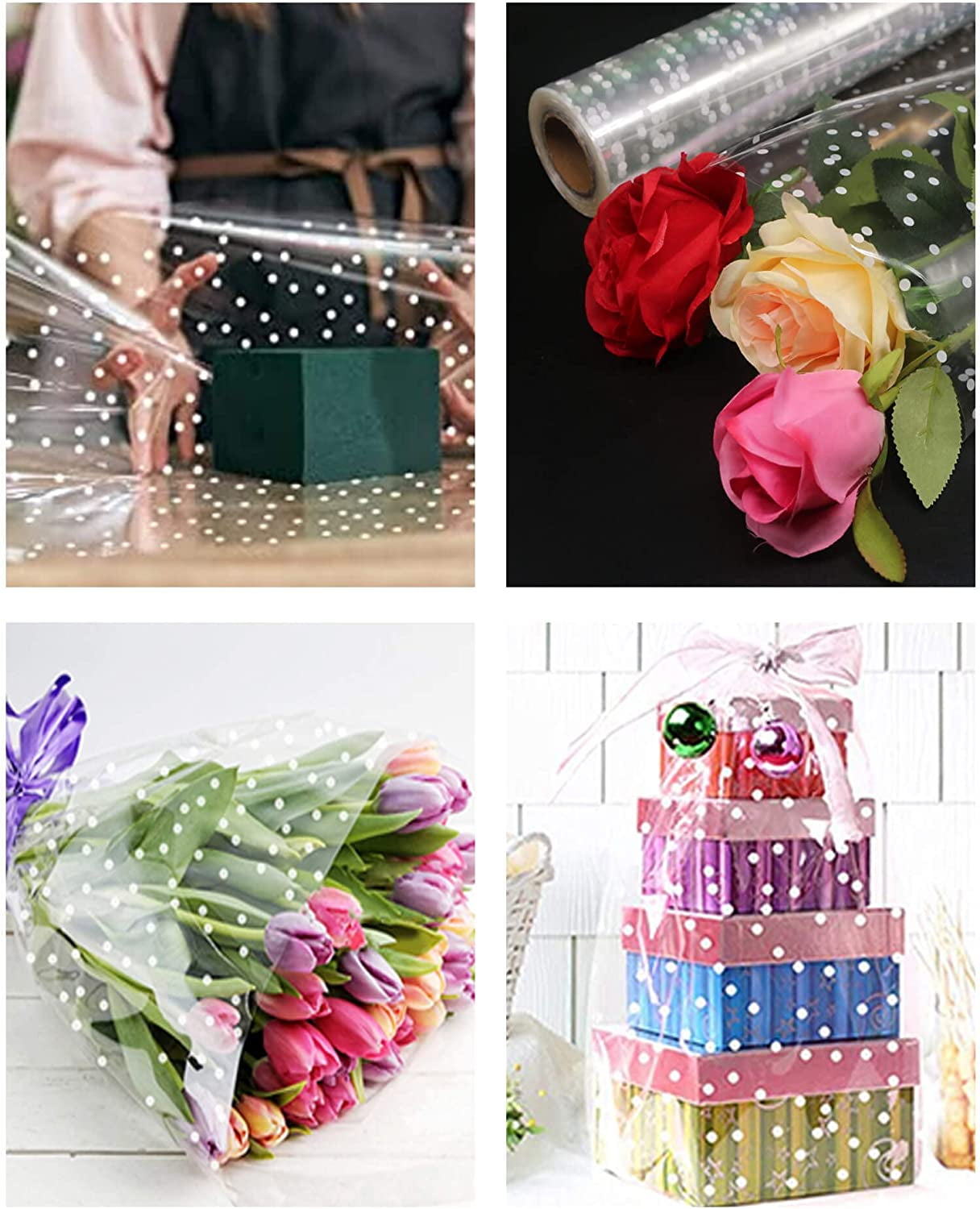 Nuolux Film Wrapping Gift Cellophane Iridescent Paper Flower Candy Sheet Roll Treats Package Bouquet Paper Bags Baskets Wrapper, Size: 23.62 x 1.57 x 1.57