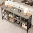 thumbnail image 3 of Grey Storage Bookshelves - 8 Cube Storage Organizer Bookshelf – Long Low Storage Shelf, Horizontal Bookcase, TV Stand – for Living Room, Entryway, Office, 3 of 12