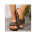 thumbnail image 3 of Women's Slip-On Sandals with Tassels and Straw Fabric - Perfect Summer Footwear, 3 of 7