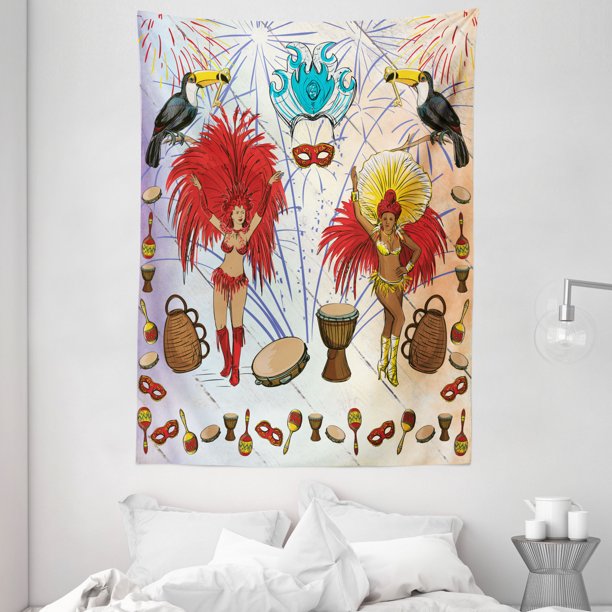 Tropical Tapestry, Composition with Latin American Elements Brazilian Traditional Clothes and
