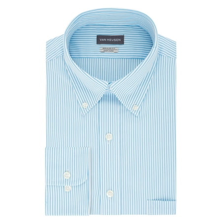 Van Heusen Men's Pinpoint Regular Fit Stripe Button Down Collar Dress ...