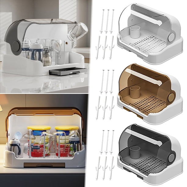 Fiudx Escurrebiberones, Bandeja de Goteo Extraíble, Solución de Almacenamiento Compacta, Organizador Higiénico de Biberones, Diseño Plegable, Fácil Eliminación de Agua, Ideal para Encimera, 31,5 X 25