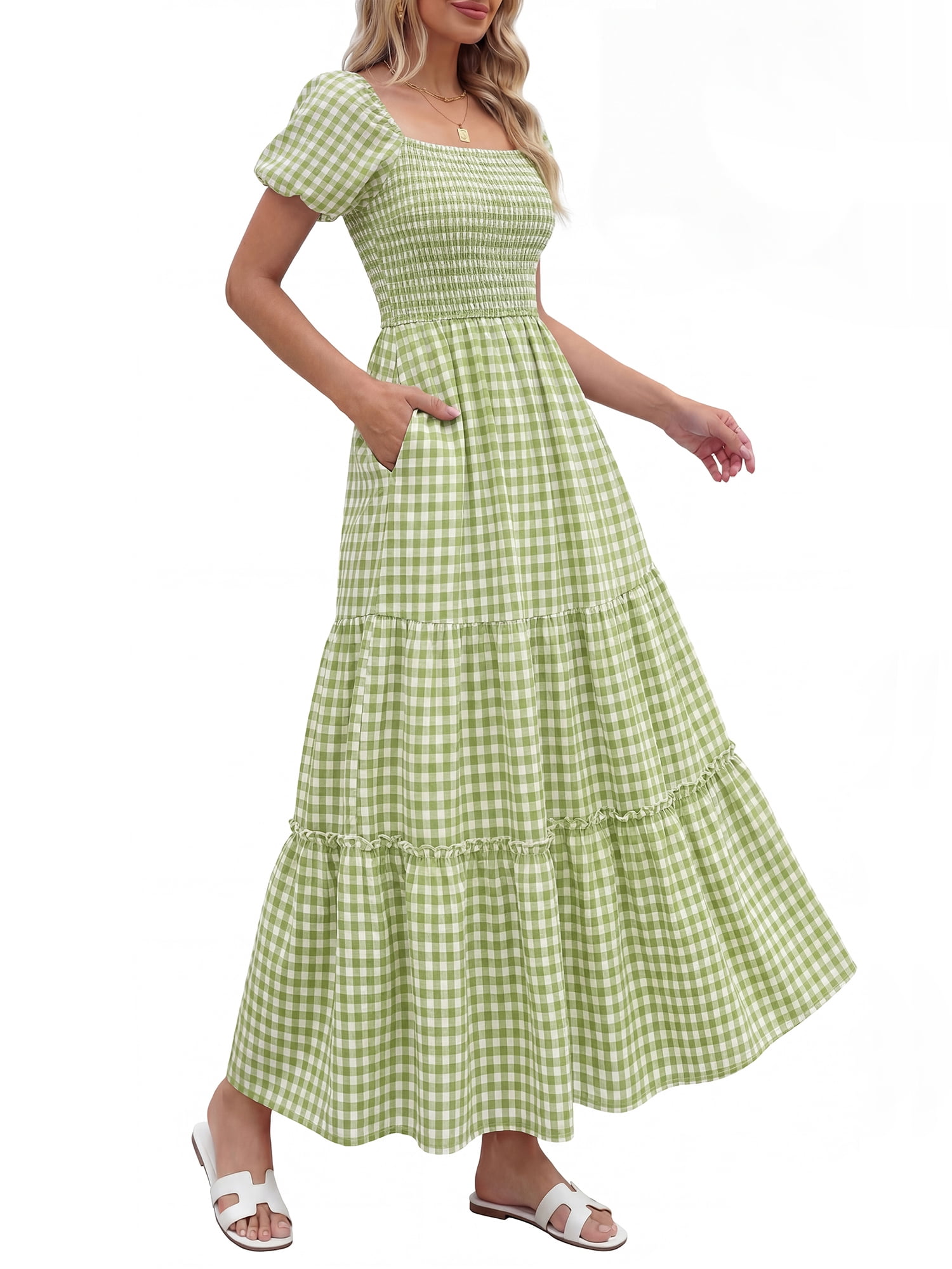 Women’s Pretty Garden SHORT SLEEVE MINI CAP DRESS - PUFF SLEEVE DRESS