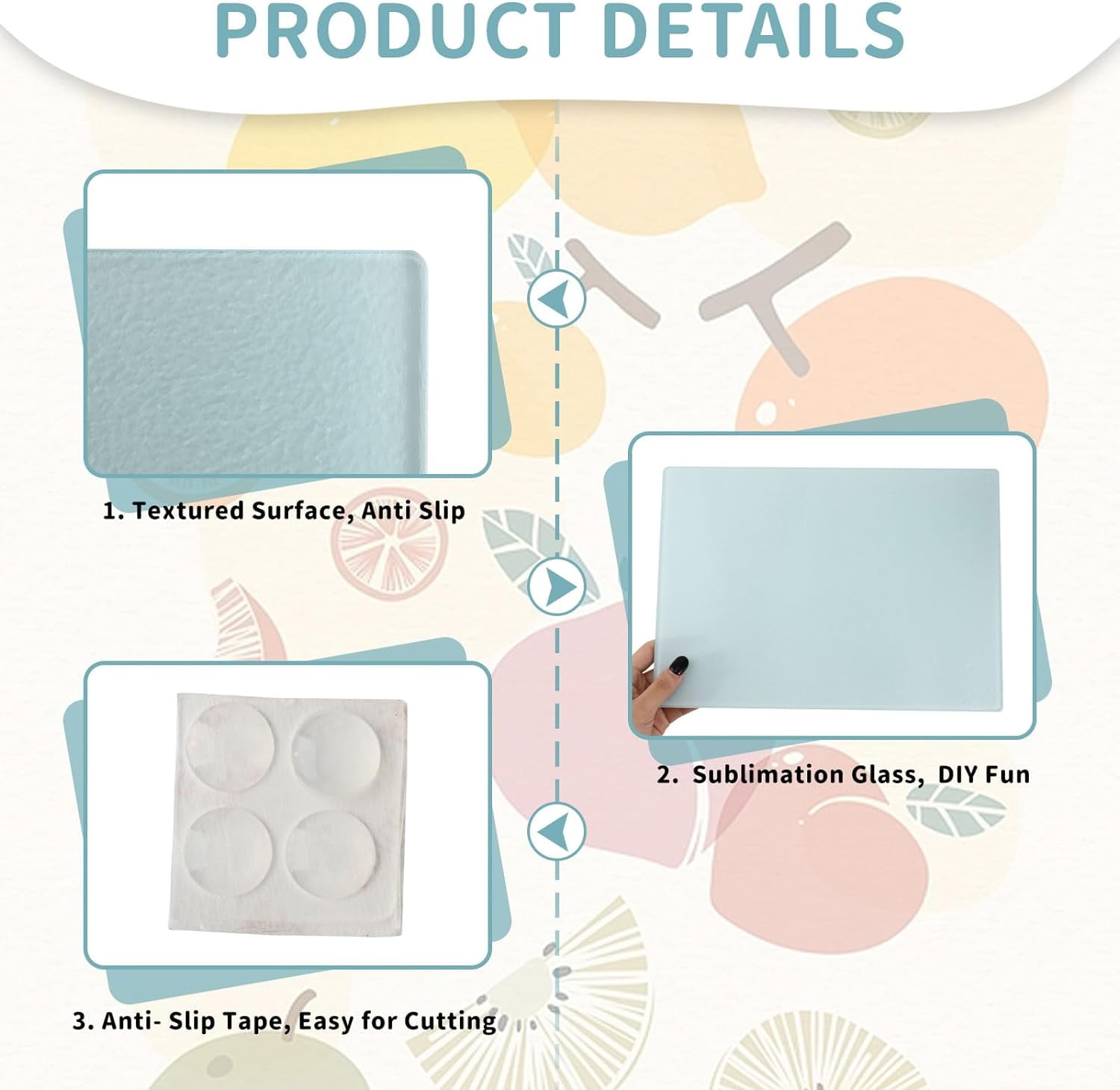 4Pcs Sublimation Glass Cutting Boards Rectangle Tempered Glass Cutting Blanks for Heat Press Printing Kitchen Vegetable Mixed Color 4pcs