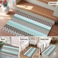 thumbnail image 5 of Boho Geometric Bathroom Mats 2x3 FT, Non Slip Small Kitchen Mat, Turquoise Green Brown Tribal Stripes Washable Soft Backed Front Door Throw Rugs Non-Shedding Indoor Outdoor Doormat for Entryway Sink, 5 of 8