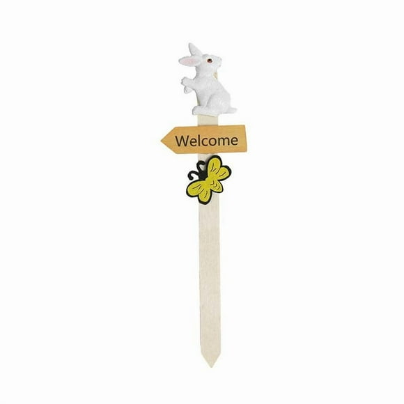 Estacas de jardín con forma de conejito de Pascua | Bonitas decoraciones de resina con forma de conejo para el hogar y el jardín | Tarjetas de madera para suelo con adorables figuras de conejito