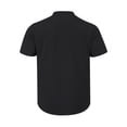 thumbnail image 6 of Men Henley Shirt Solid Color Cotton Linen Short Sleeve T-Shirts Band Collar Beach Vacation Pullover, 6 of 7