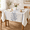 Blue-55" x 55" (Square), variant on Linen Style Embroidered Table Cloth 55"x55" Round Blue