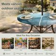 thumbnail image 6 of Round Outdoor Tablecloth with Umbrella Hole and Zipper, Blue Gray Tablecloth with Elastic Waterproof, Retro Abstract Gradient Plaid Geometric Art Patio Table Covers for 55" - 60" Picnic Pool Tables, 6 of 9