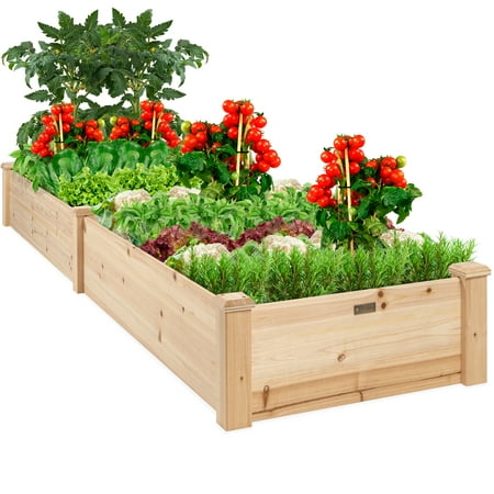 Best Choice Products 8x2ft Outdoor Raised Wooden Garden Bed Planter for Grass, Lawn, Yard -
