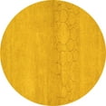 thumbnail image 1 of Ahgly Company Machine Washable Indoor Round Abstract Yellow Contemporary Area Rugs, 7' Round, 1 of 4