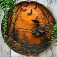 thumbnail image 2 of LmnLft Witching Door Sign,Witch Circular Sign Hanging Decoration,Witch Decorated Doorplate,Wooden Round Witch Wreath for Front Door Wall Decor, 2 of 8