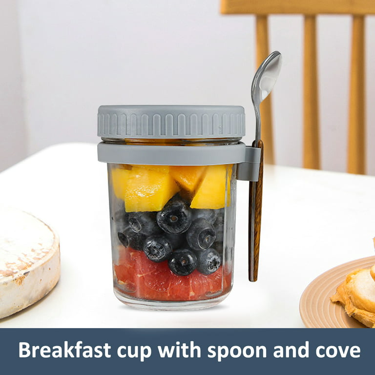 Yogurt salad cup with lid and spoon,Overnight oats containers,Yogurt  parfait cup,Yogurt parfait container, Overnight oats cup, Can hold milk,  cereal