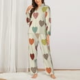 thumbnail image 3 of Kll Heart Polka Dot Print Women'S Long Sleeve Pajamas With Pants Sleepwear Loungewear 2 Set-Large, 3 of 9