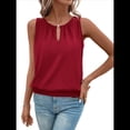 thumbnail image 3 of Chaleco de Moda con Cuello Redondo y Botones, Color Liso, Rojo, Talla M, 3 of 6
