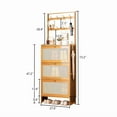 thumbnail image 2 of Shoe Cabinet with 3 Rattan Flip Drawers Bamboo Shoe Storage Organizer with Coat Hooks Freestanding Entryway Hallway Closet Living Room Furniture Natural Color, 2 of 9