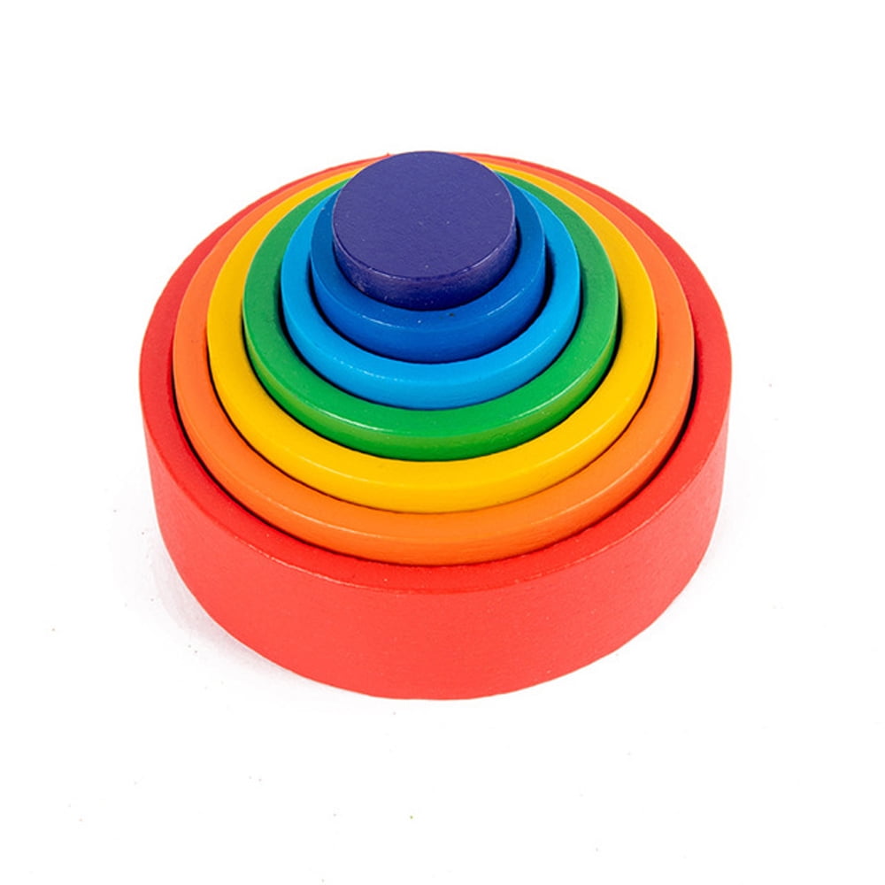 Kids Educational Toy Building Blocks Wooden Rainbow For Learning Puzzle Toy GD 