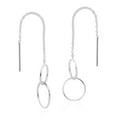 thumbnail image 2 of Aeravida Stylish Geometry Linked Circles of Sterling Silver Slide Through Thread Earrings | Dainty Sterling Silver Pierced slide through Earrings | Earrings for Women | Gift for Women, Mom, 2 of 3