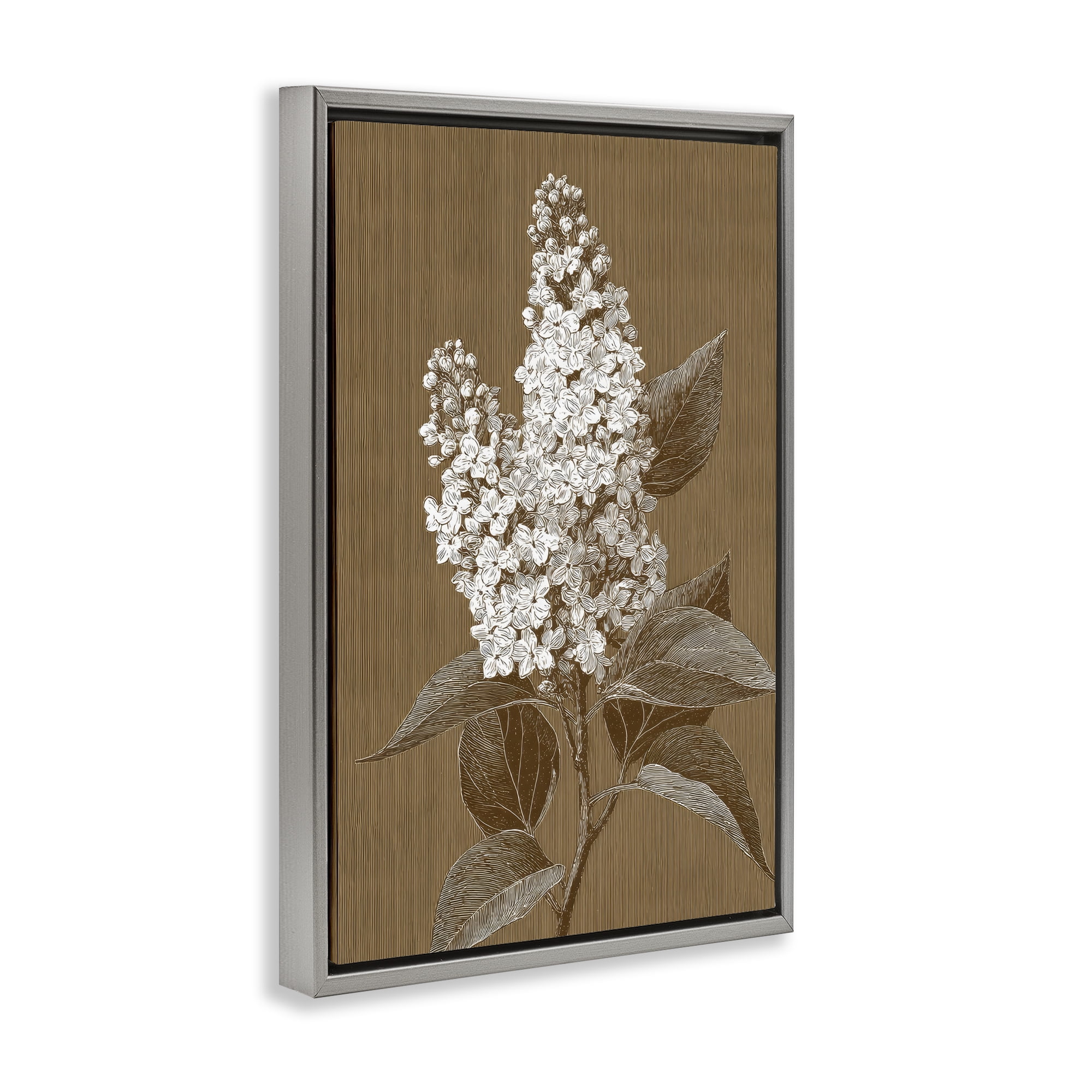 Stupell Industries Vintage Striped Lilac Study Gray Framed Floater Canvas Wall Art, design by Petal Prints Design