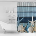 thumbnail image 4 of Small Stall Shower Curtain 36x78 Inch Narrow Half Size Coastal Starfish Bath Curtains Bathroom Decor Blue Wooden Grain Seashells Country Waterproof Fabric Shower Curtain Set with Hooks 36 Inch, 4 of 6