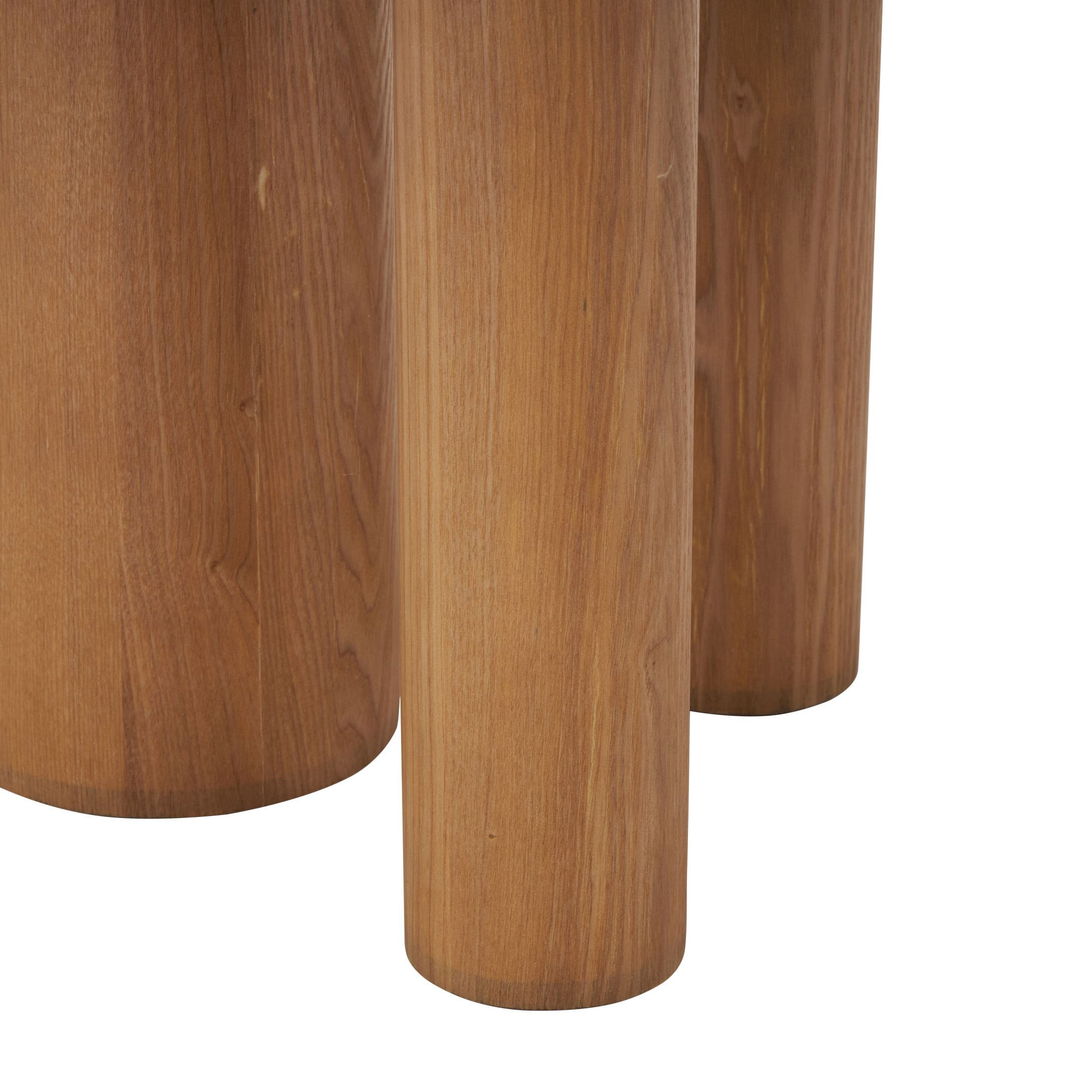 DecMode 18" x 20" Brown Wood Accent Table with Beige Round Marble Tabletop, 1-Piece