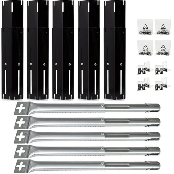 Quickflame Set of 5 Adjustable Heat Plates & Universal Burners for Gas Grills from Brinkmann, Nexgrill, Dyna Glo, Master Forge, & Other Grills, Universal Grill Replacement Parts