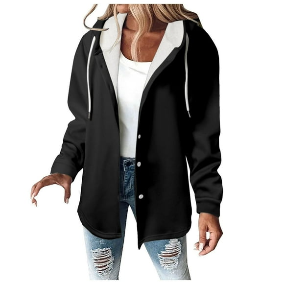 Black Long Sleeve Outfits for Ladies Winter Fall Lounge with Hood Basic Hood Outerwear Womens 2025 Clothes Country Concert Y2K S