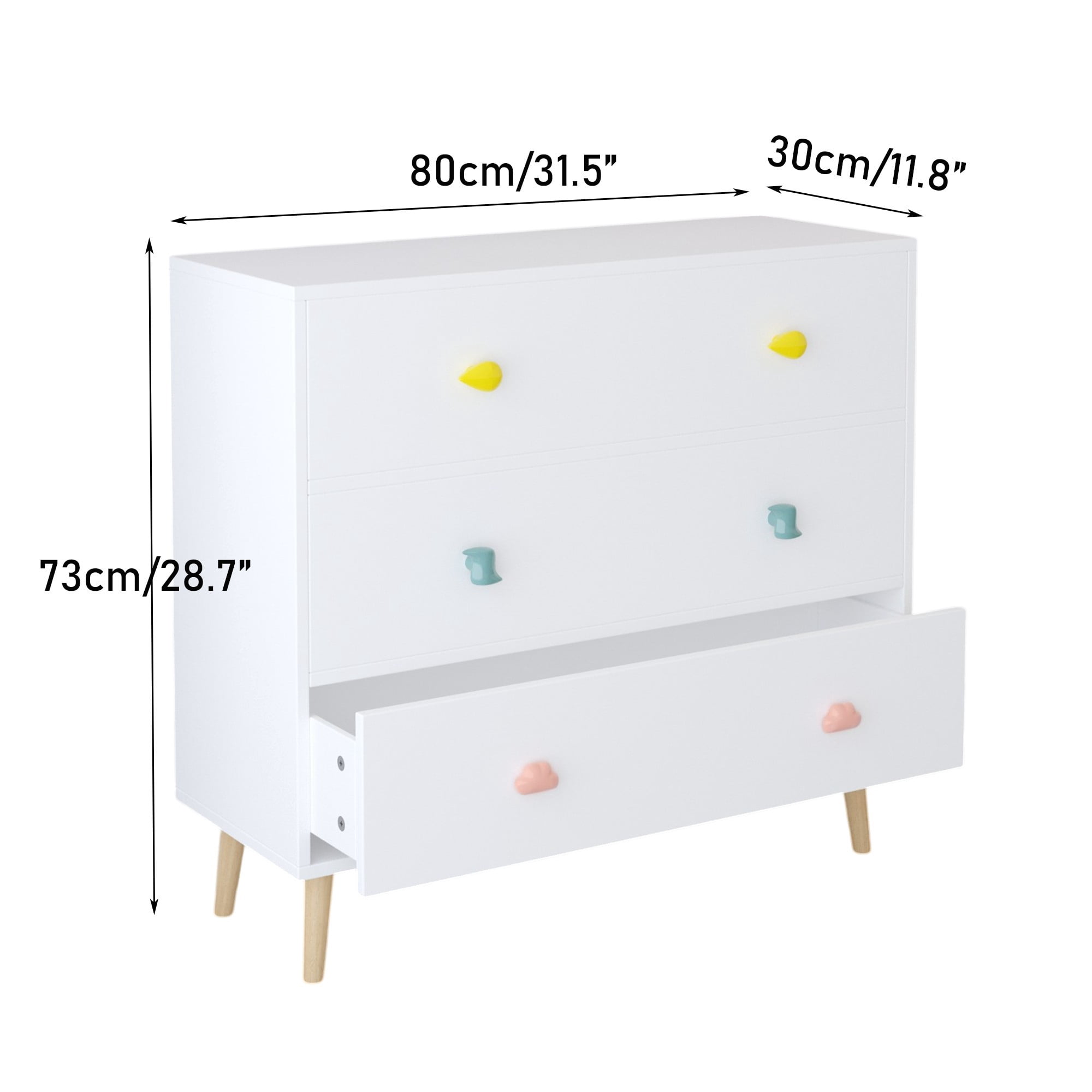 Jopath 3 Drawer Dresser Kids Nightstand Modern Wood Chest of Drawers or Living Room,Nursery,Bedroom,White03