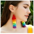 thumbnail image 4 of Yoyauz Women's Tassel Earrings Pendants, Colorful Layered Pendant Earrings Bohemian Long Tassels Handmade Wool Thread Earrings For Girly Gifts, 4 of 6