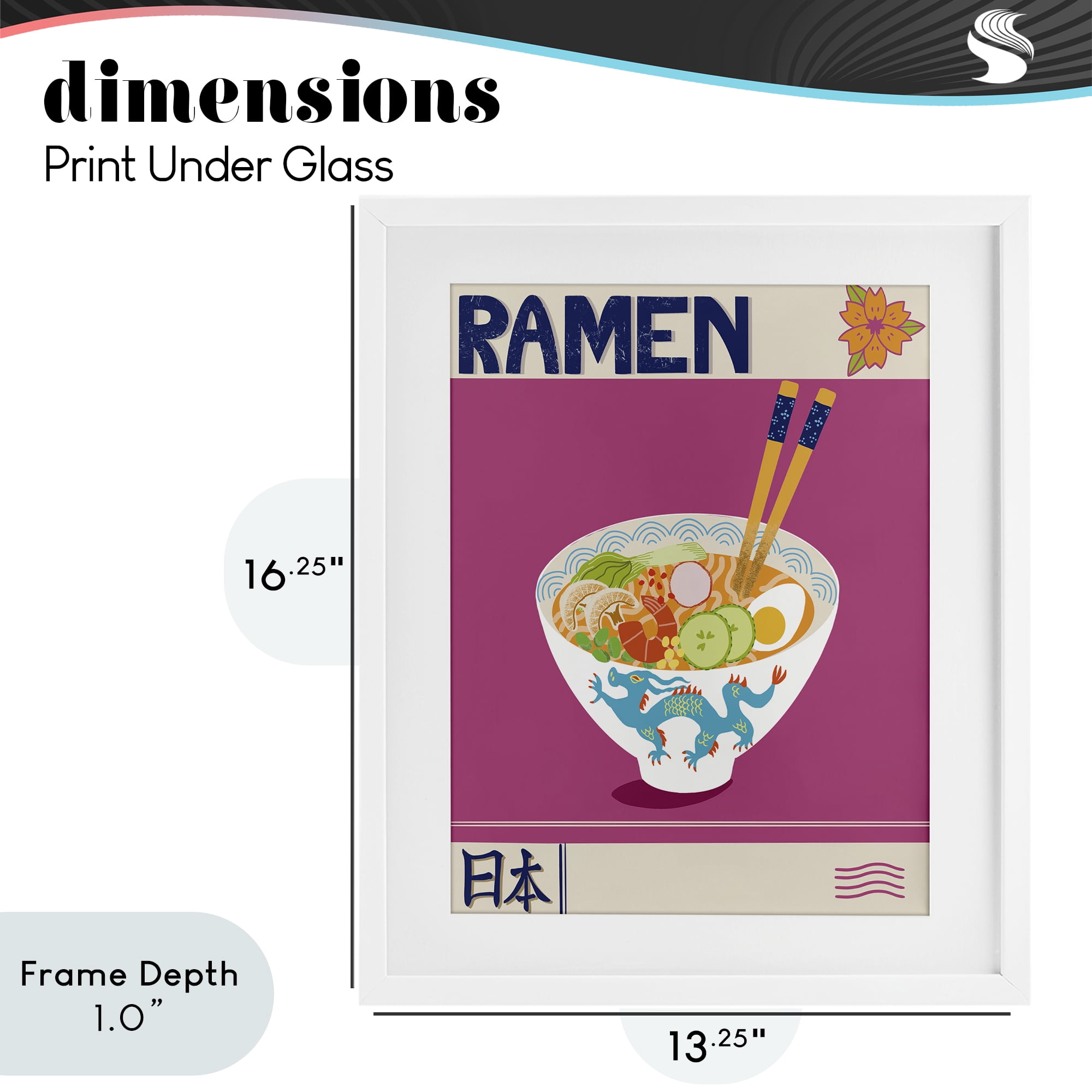 Stupell Industries Enchanted Japanese Ramen White Framed Print Under Glass, design by Jo Reid
