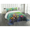 thumbnail image 3 of Ambesonne Floral Quilted Bedspread Set 3 Pcs, Colorful Dandelions, King Size, Multicolor, 3 of 5