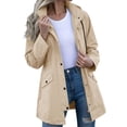 thumbnail image 2 of Mifsaly Womens Windbreaker Jacket Lightweight Windproof Hooded Full Zip Trench Coat Outdoor Hiking Camping Travel Outerwear with Adjustable Drawstring and Pockets Beige,S, 2 of 9