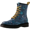 thumbnail image 2 of GLOBALWIN Women's Lace-up Blue Floral Print Ankle Bootie Military Combat Boots Size 6.5M, 2 of 7