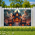 thumbnail image 2 of Haunted House Halloween Theme Spooky Decoration Jack-O-Lantern Design Bat Decoration Creepy Background for Halloween Party Kids Event Festive Decoration, 2 of 9