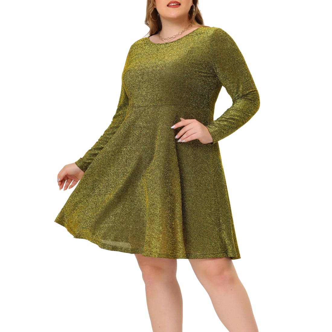 Gold glitter plus size dress deals