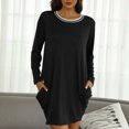 thumbnail image 2 of Spring Fashion!DianGeFu Plus Size Fall Long Sleeve Tees,Fashion Women's Long Sleeve V-Neck Pocket Solid Casual Solid Blouse Shirt,Black,XL, 2 of 5