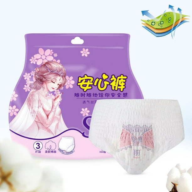 Sanitary Panties Sanitary Cotton Sanitary Disposal 3pcs/Bag Night Use  Sanitary Pads Briefs Disposable Menstrual Underwear Maxi Overnight  Pantyliner Feminine CareXL 