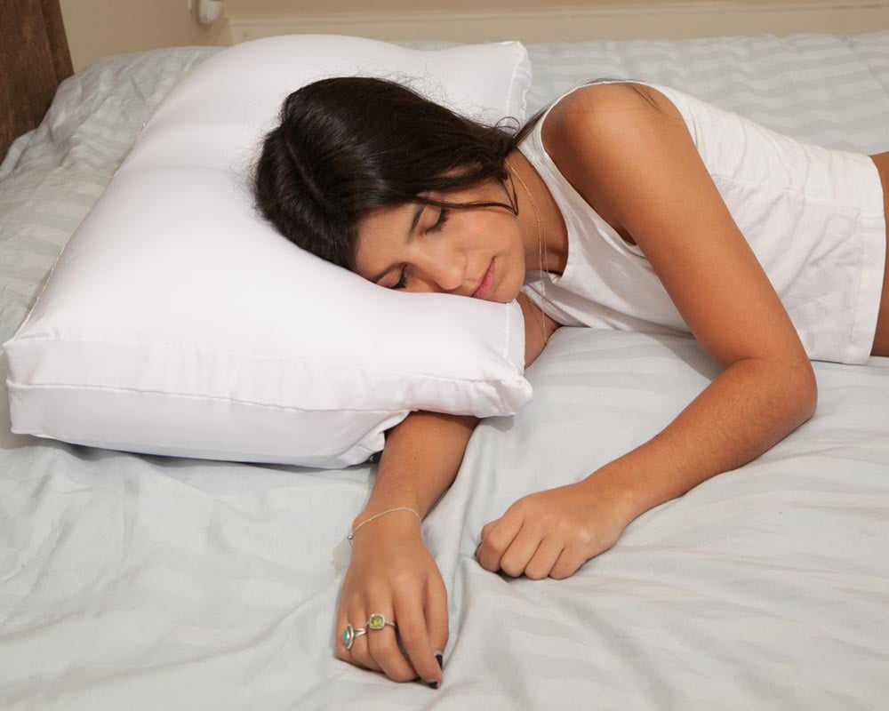 Better Sleep Cloud Microbead Pillow, Large ? Patented Arm-Tunnel Design Improves Hand and Arm Circulation ? Light Air Cloud Microbeads ? Perfect Side and Stomach Sleeper Pillow ? Bed Pillow, White