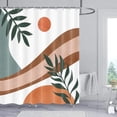 thumbnail image 2 of Abstract Mid Century Shower Curtain Sets for Bathroom,Modern Plant Leaf Art Minimalist Tropical Leaves Bath Curtains, Fabric Geometric Shapes Orange Sun Decor Curtains with Hooks 72X84 in, 2 of 6