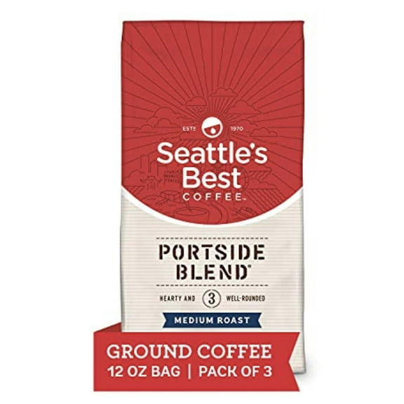 Seattle's Best Coffee Portside Blend Medium Roast Ground Coffee | 12 Ounce Bags (Pack of 3)