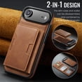 thumbnail image 2 of Case For IPhone Air Funda Protectora RFID de 6,5" con Ranuras para 7 Tarjetas Magsafe, Soporte 2 en 1, Funda Protectora de Cuero Desmontable a Prueba de Golpes, Marrón, For IPhone Air, 2 of 7
