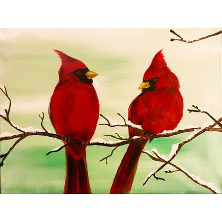 UPC: 0786024259807 | Wintery Cardinals by Ed Capeau 12×16 Giclee Art Painting Reproduction POD