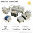 thumbnail image 4 of Vcatnet 9 Pieces Patio Fire Pit Sets Outdoor Patio Sectional Sofa Furniture Wicker Conversation Set with Swivel Glider Chairs Gray, 4 of 10