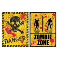 thumbnail image 1 of 2 Pcs Outdoor Decor Halloween Warning Sign Halloween Plaque Zombie Zone Wall Sticker Haunted House Wall Sticker Beware Sign, 1 of 4
