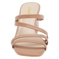 thumbnail image 4 of YDN Women's Strappy Square Open Toe Slide Sandals Slip On Block Mid Heels Mules Slippers Daily Dressy Party Shoes Size 8 Nude, 4 of 4