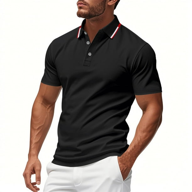 Blusa y camisa de manga corta con cuello vuelto para hombre, uniforme de moda informal con solapa y botones, top de poliéster de manga corta para hombre