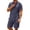 Navy, variant on LEKWK Men Linen Sets Outfits 2 Piece Short Sleeve Loose Fit Collared Tops and Drawstring Shorts Breathable Summer Casual Beach Vacation Resort Wear